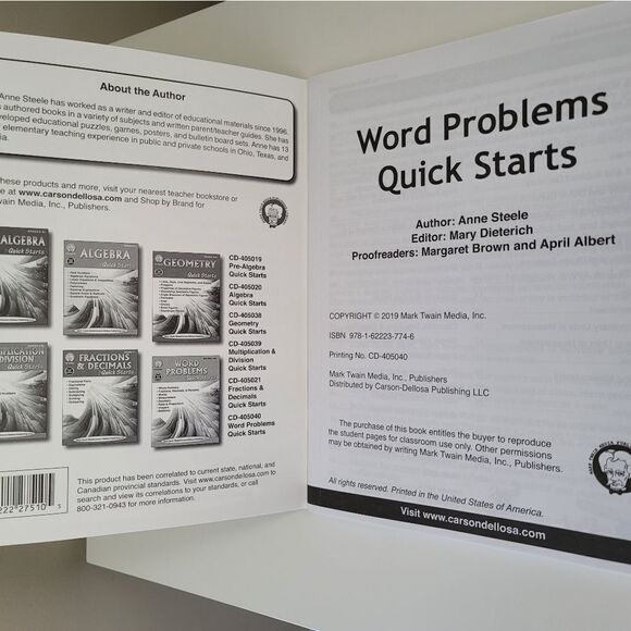 Math Resource Education Word Problems Quick Starts Grades 4-8 #0277 - Picture 4 of 6